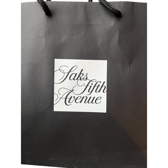 Saks Fifth Avenue Small Black Shopping Bag With Rope Handles 10.5" X 5.5" X 9" - Picture 5 of 10